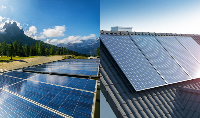太陽光発電野立と屋根設置